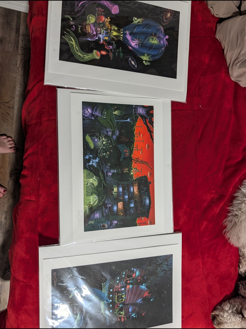 Set Of 3 16x20 Surreal Creative Art Prints in Blue and Neon Colors - Picture 4 of 4